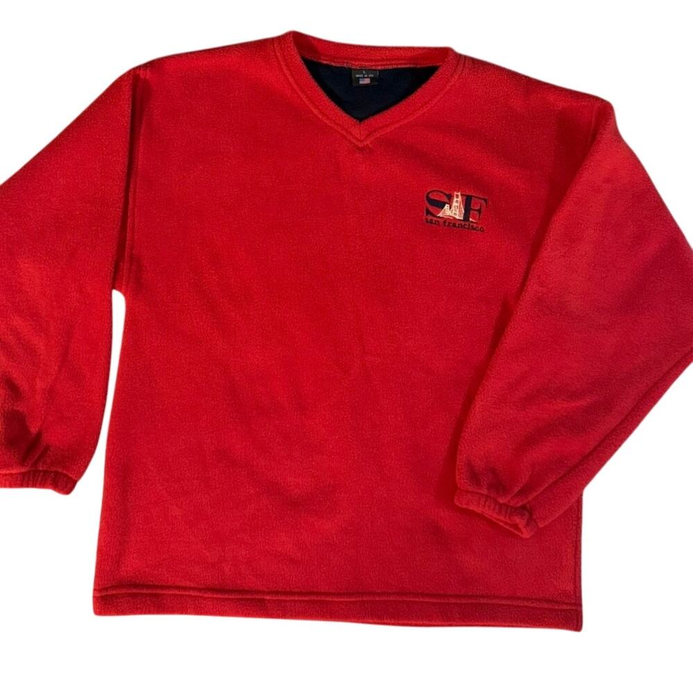 Unbranded Fleece Pullover San Francisco Graphic 90s Vintage Mens Large Red Shirt